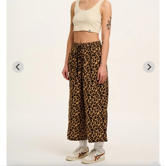 Lucy & Yak Chuck Leopard Print Pull-on Wide Leg Crop Pant Size Small 100% Cotton - Picture 11 of 14